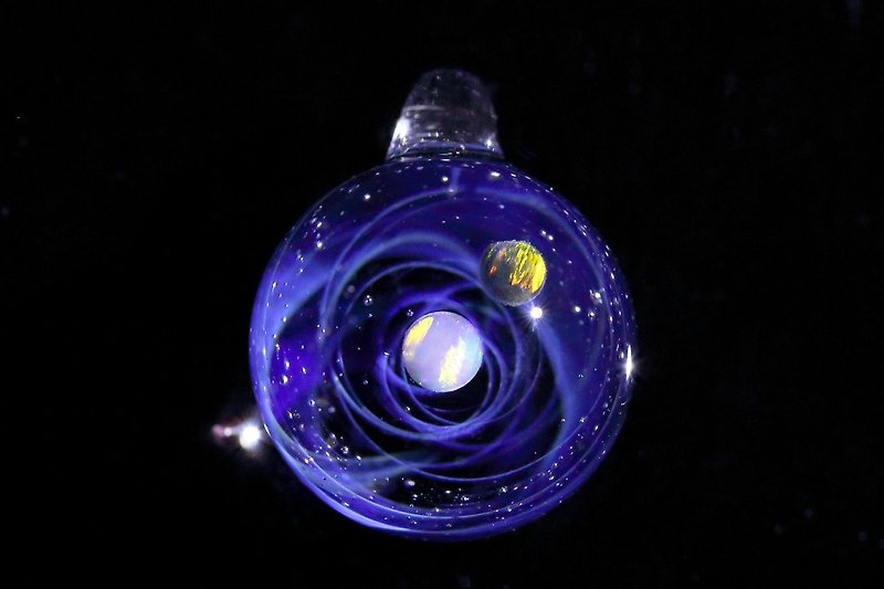 宇宙ガラス 螺旋状銀河 no.810 - 颈链 - 玻璃 蓝色