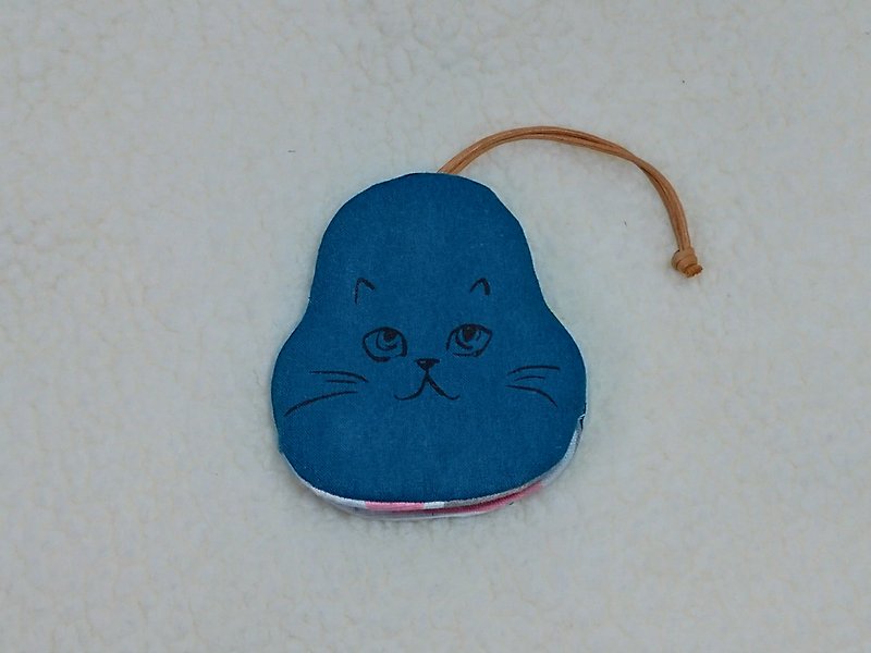 猫(藏青) 梨型钥匙包【K181128】 - 钥匙链/钥匙包 - 棉．麻 多色