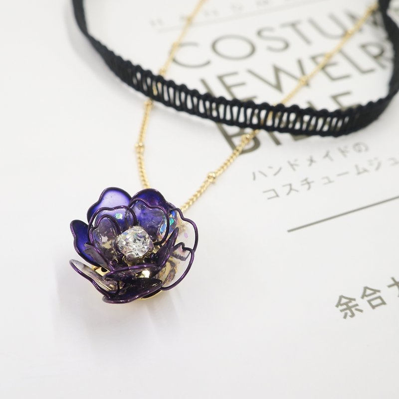 紫花精灵 日本织带颈链(可定制尺寸) - 项链 - 其他材质 紫色