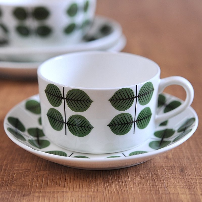 Stig Lindberg北欧设计大师 BERSA咖啡杯盘组(骨瓷) - 咖啡杯/马克杯 - 瓷 绿色