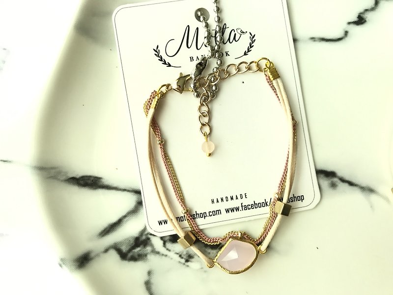 泰国Motta设计-浅珍珠红粉晶宝石手链手环 - 手链/手环 - 其他材质 粉红色