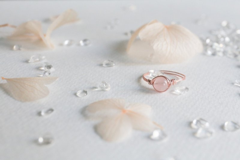 10月诞生石 -5mm粉晶玫瑰金戒指 - 戒指 - 宝石 粉红色