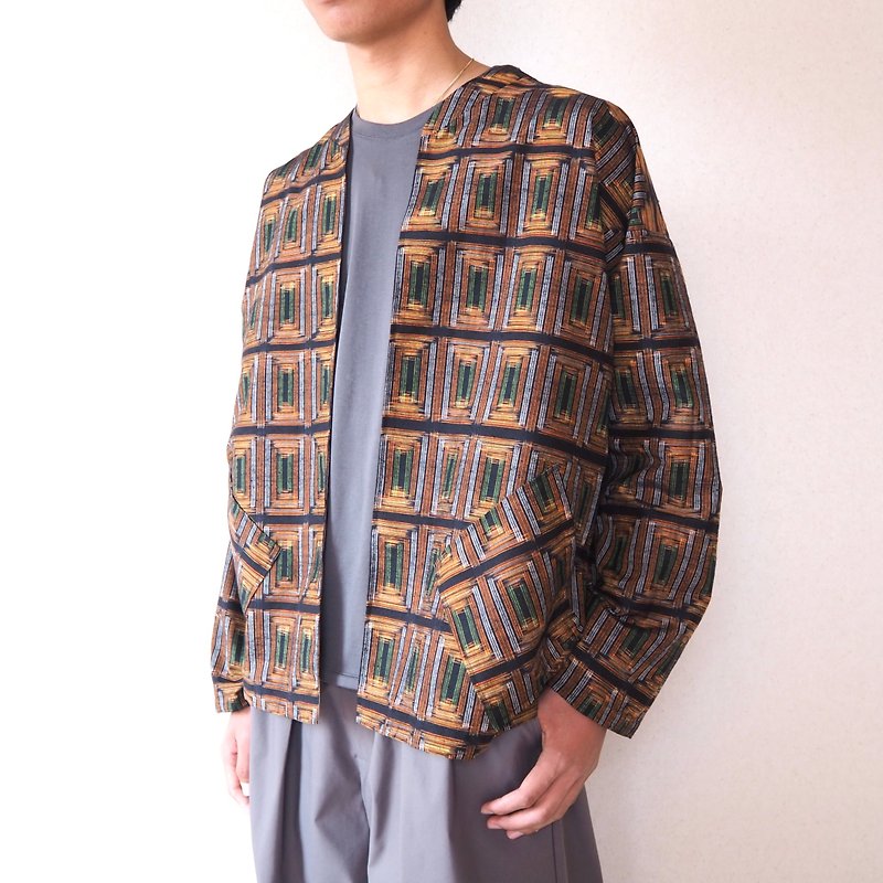 【日本制造】额外长袖夹克、复古和服夹克男士、升级改造 - 男装外套 - 丝．绢 多色