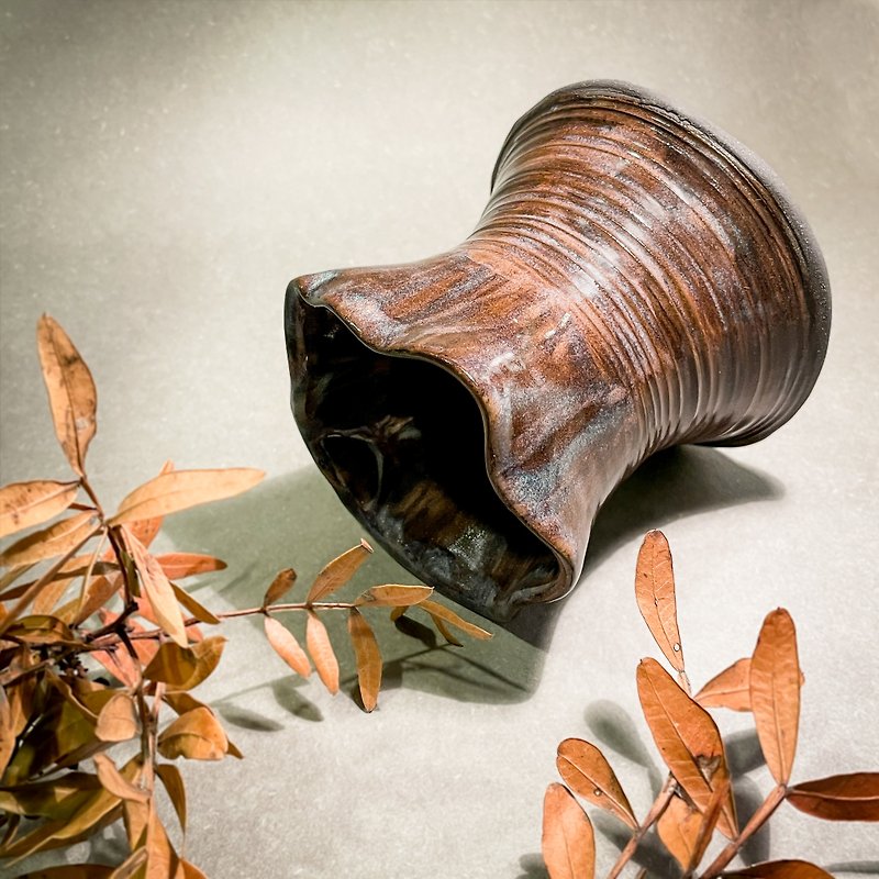 花器 | 日本信乐黑泥花器 - 花瓶/陶器 - 陶 多色