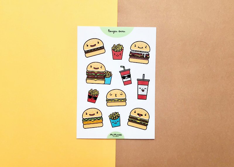 Burger Lover | A6 waterproof sticker - 贴纸 - 防水材质 多色