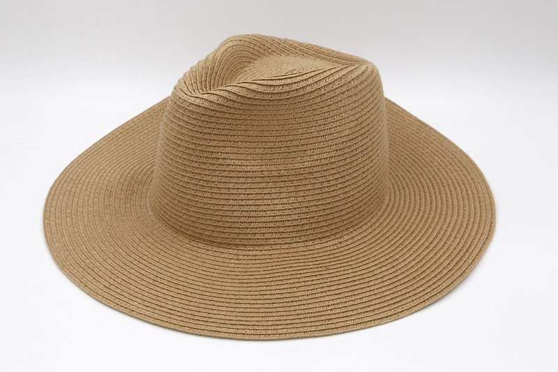 【纸布家】大帽檐绅士帽(咖啡色)纸线编织 - 帽子 - 纸 咖啡色