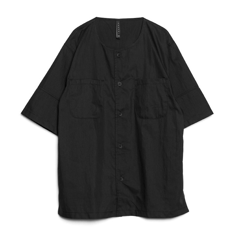 Baseball Shirt - 男装衬衫 - 棉．麻 黑色