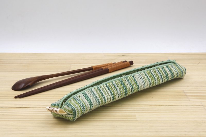 【纸布家】纸线编织 小餐具袋 波纹绿 - 其他 - 纸 多色