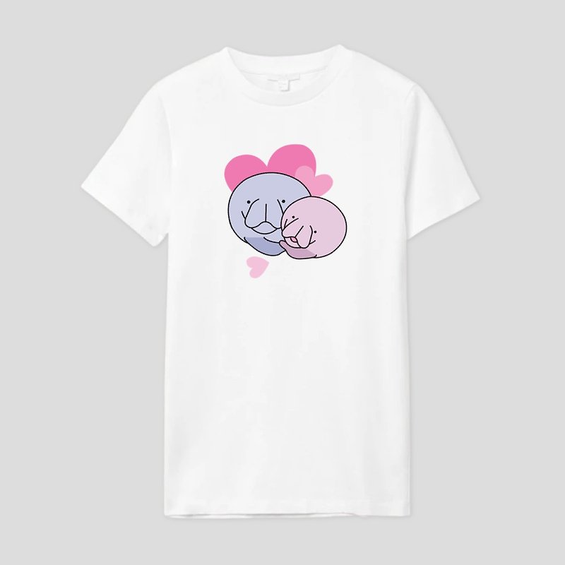 Vday T-shirt - Dugong - 中性连帽卫衣/T 恤 - 棉．麻 白色