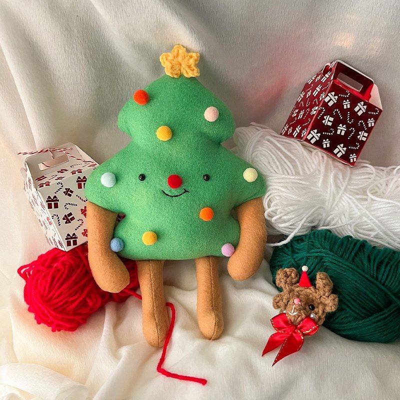 手工娃娃：圣诞树娃娃钥匙扣 - 钥匙链/钥匙包 - 棉．麻 绿色