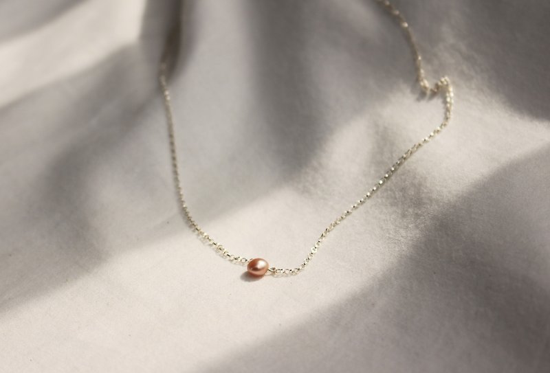 川越 925纯银 粉色珍珠项链 手作限量 - 锁骨链 - 其他金属 粉红色