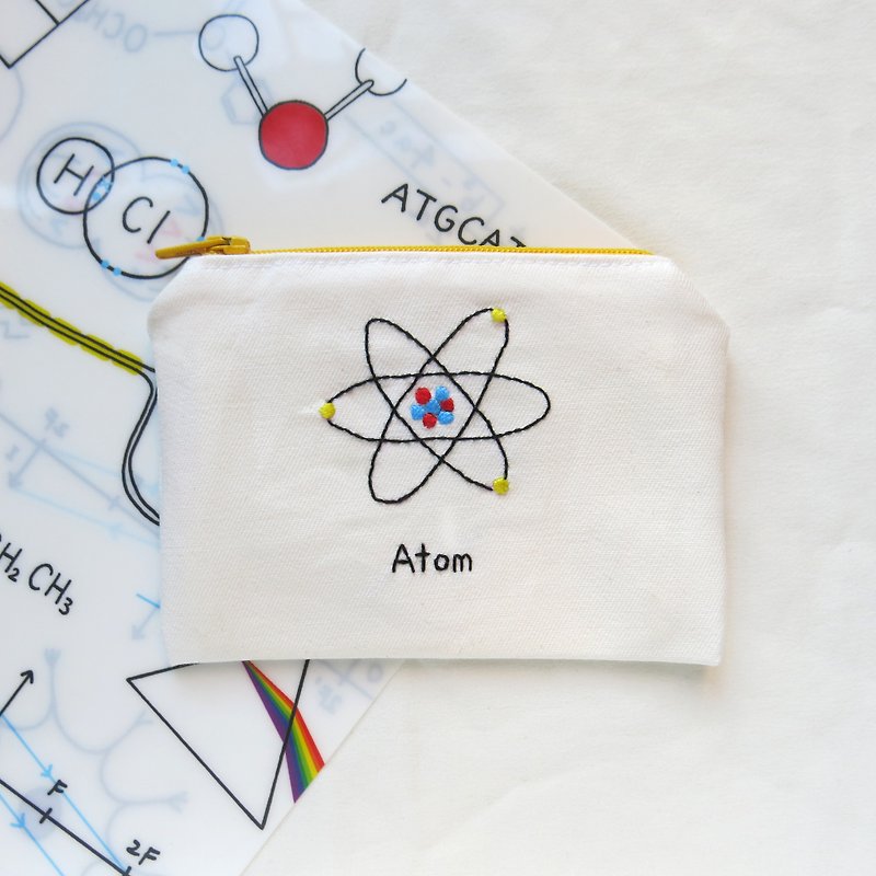 原子 Atom / 化学收纳袋 笔袋 - 零钱包 - 绣线 黄色