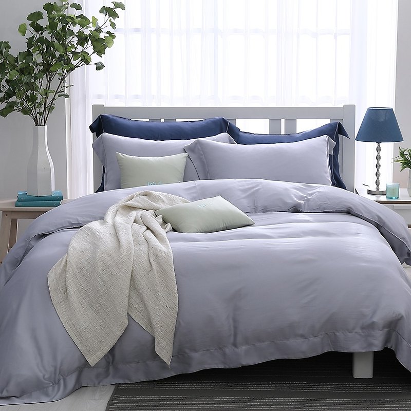 (双人)清晨微光-纯色设计款天丝两用被床包四件组【60支天丝】 - 寝具 - 其他材质 灰色