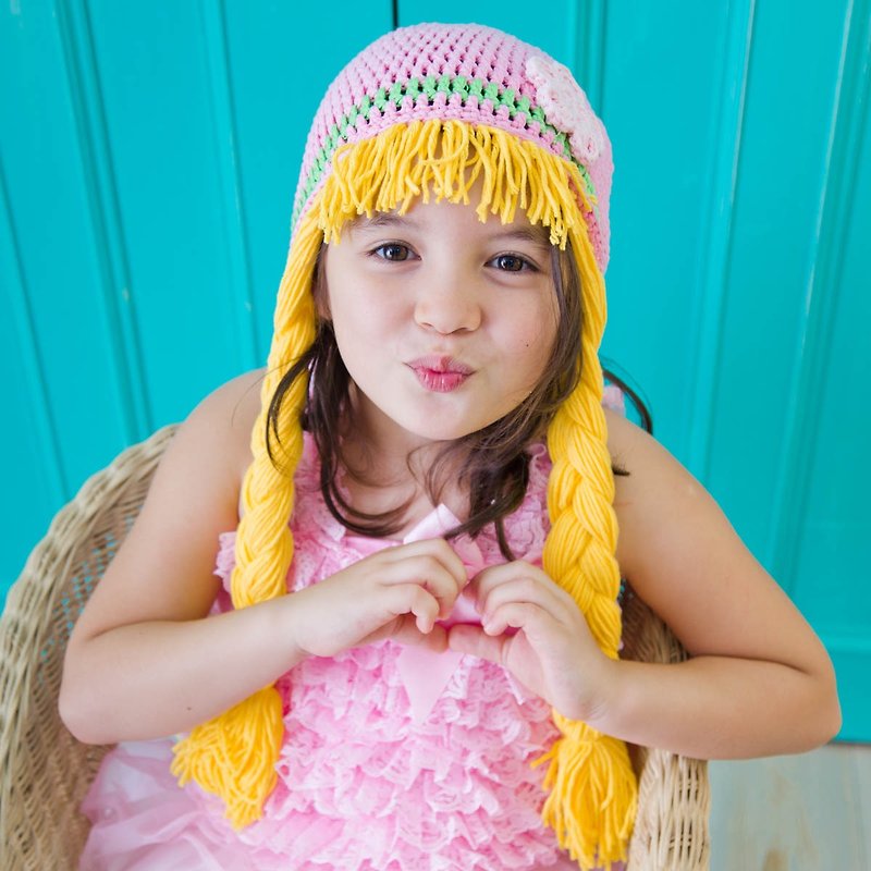 Cutie Bella手工编织帽Frozen-Anna Sunny Hair - 婴儿帽/发带 - 棉．麻 粉红色