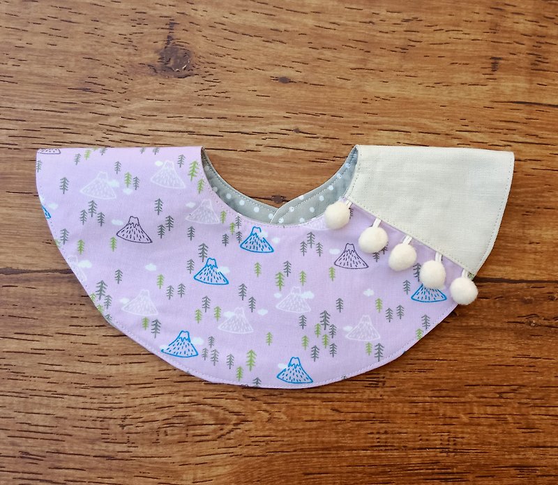 围兜 口水巾－紫色小山丘 - 围嘴/口水巾 - 棉．麻 紫色