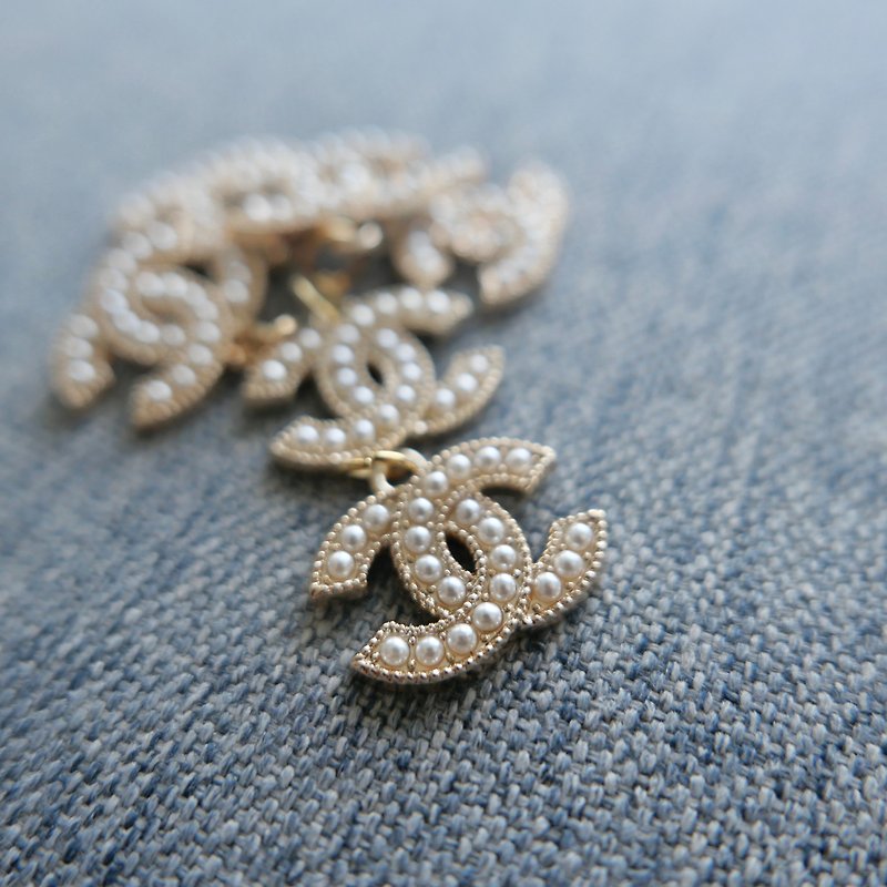 稀有 - 香奈儿Chanel中古人造珠拉链夹扣 (未使用) - 附DIY材料 - 金工/饰品 - 其他金属 金色