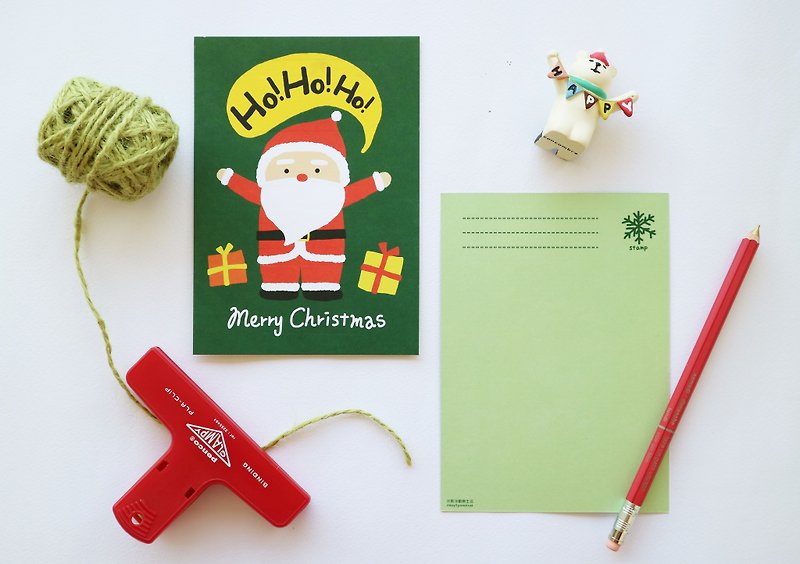 圣诞老公公 明信片 圣诞卡片 - 卡片/明信片 - 纸 绿色