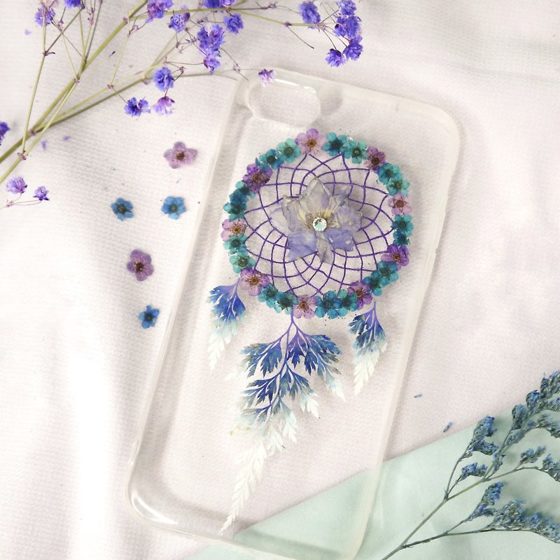 押花捕梦网手机壳 | 蓝、紫色 - 手机壳/手机套 - 植物．花 蓝色