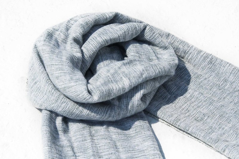 纯羊毛披巾/针织围巾/针织披巾/盖毯/纯羊毛围巾/羊毛披巾-石头 - 丝巾 - 羊毛 灰色