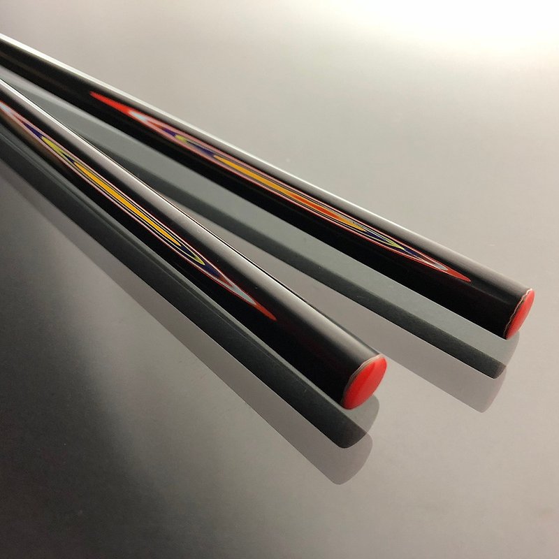 手工漆器筷子 线条 (红蓝色/一生一筷) - 筷子/筷架 - 木头 红色