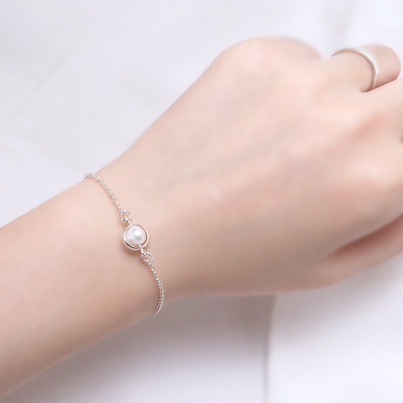 珍珠 心象仪手链(大)-925纯银天然石手链 - 手链/手环 - 纯银 白色