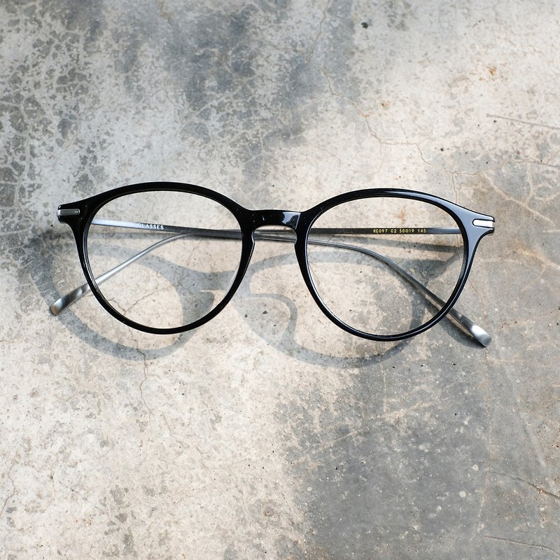 【目目商行】 韩国 新款 钛金属复古圆框 板材 钛金属脚 轻量钛框 眼镜 镜框 - 眼镜/眼镜框 - 其他材质 黑色