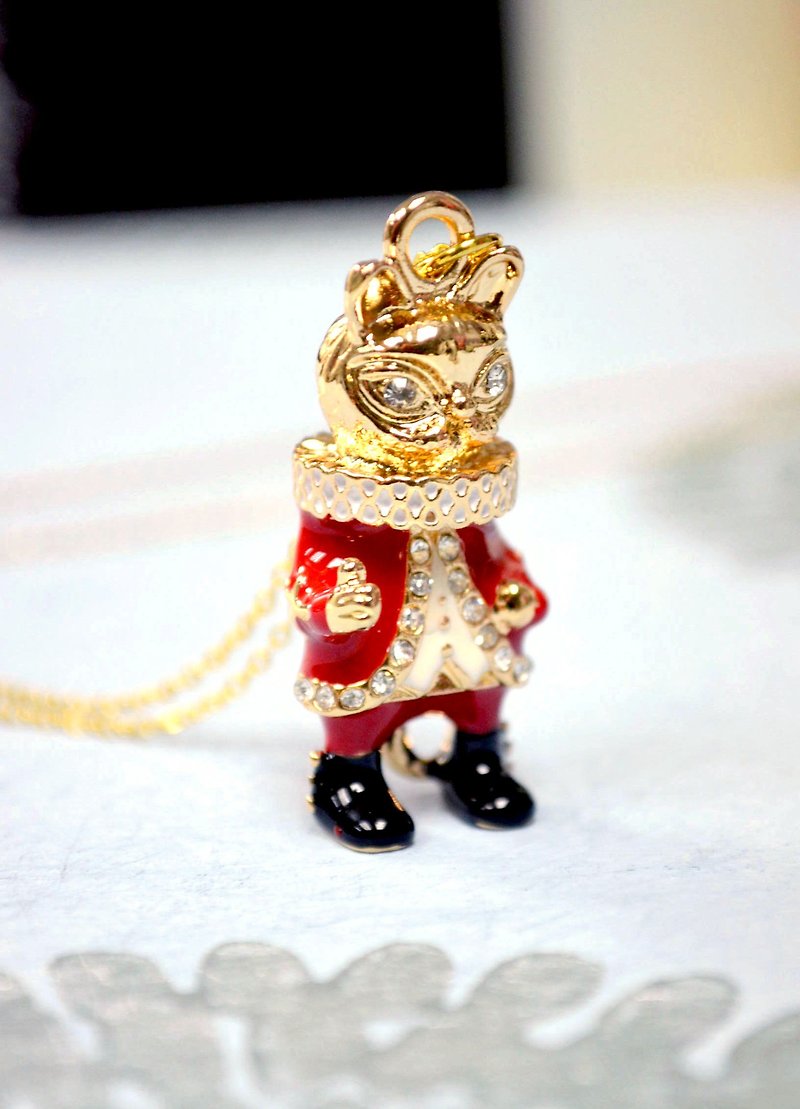 GOOKASO 原创 金属雕刻红色 猫咪国王颈链 项链吊坠 Necklace - 项链 - 其他金属 红色