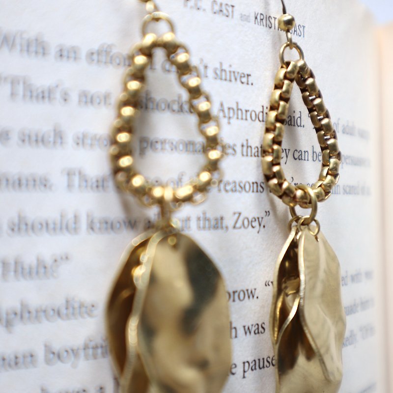 翩翩  黄铜耳环  可改夹式  brass 母亲节 礼物  定制化 - 耳环/耳夹 - 铜/黄铜 金色