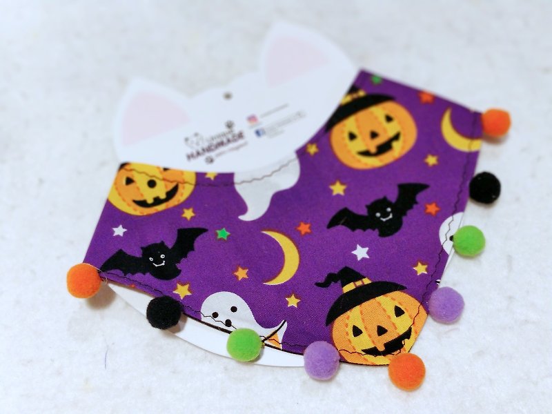 Halloween 万圣节 双面 三角 宠物造型颈巾 颈饰 - 衣/帽 - 棉．麻 紫色