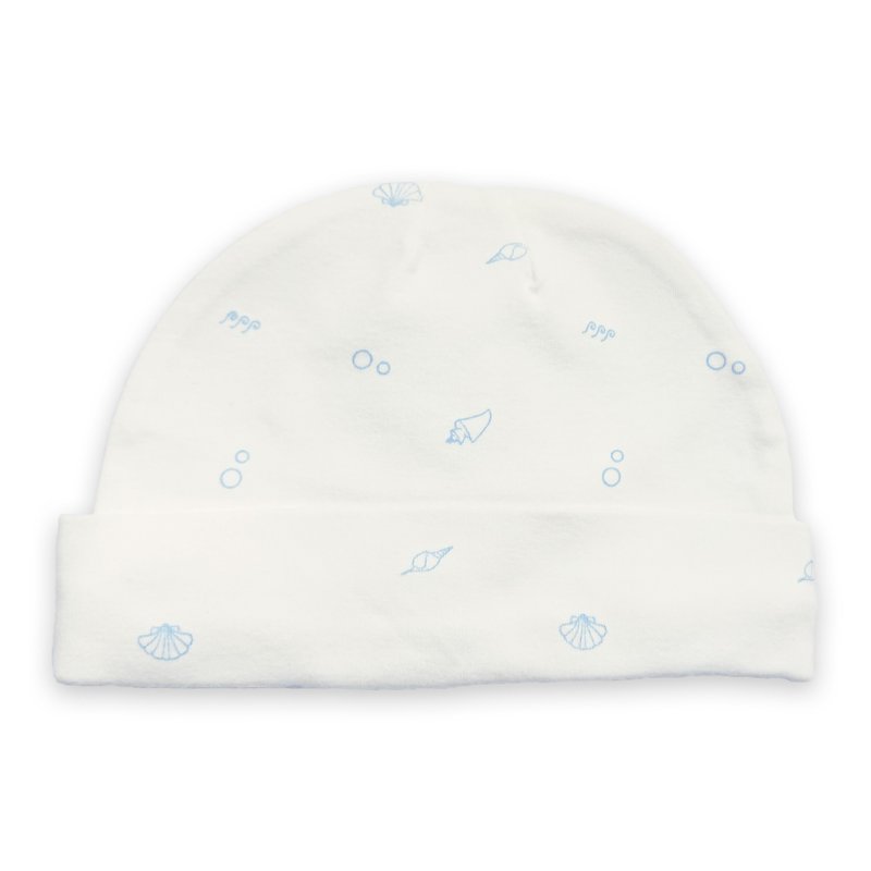 【Deux Filles有机棉】蓝色贝壳婴儿帽 - 婴儿帽/发带 - 棉．麻 蓝色