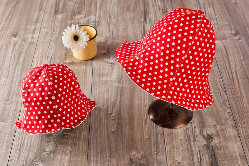 亲子系列_Ladybug红白波点菇菇帽 - 帽子 - 棉．麻 红色