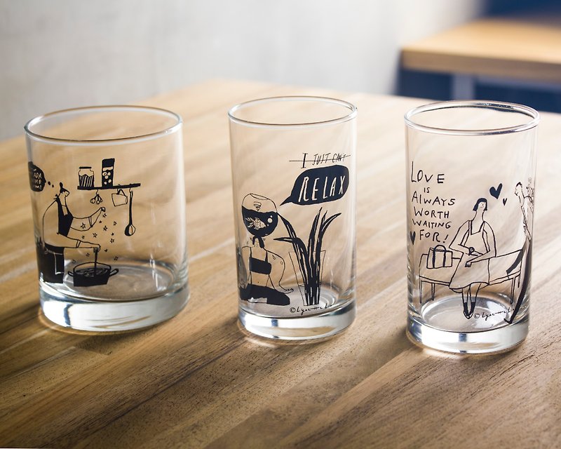 插画玻璃杯 - 一套三款 - 茶具/茶杯 - 玻璃 透明