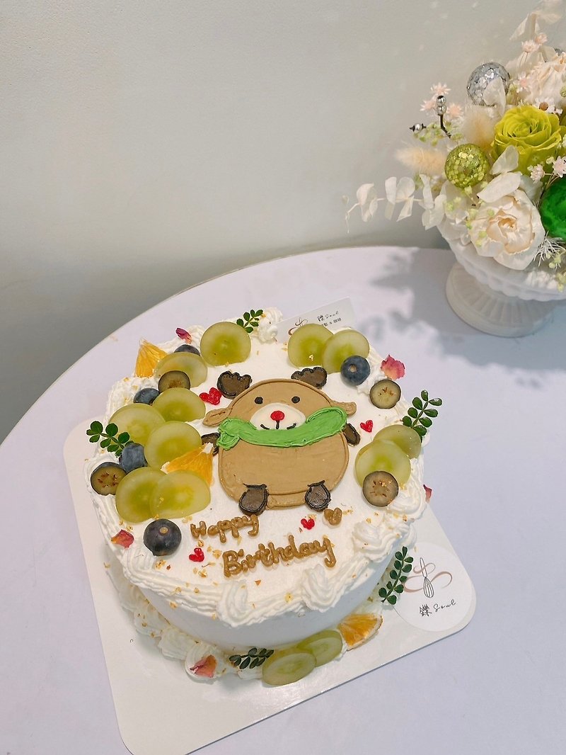 小鹿 可爱麋鹿 插画 动物蛋糕 绘图蛋糕 生日蛋糕 定制化 铄甜点 - 蛋糕/甜点 - 新鲜食材 