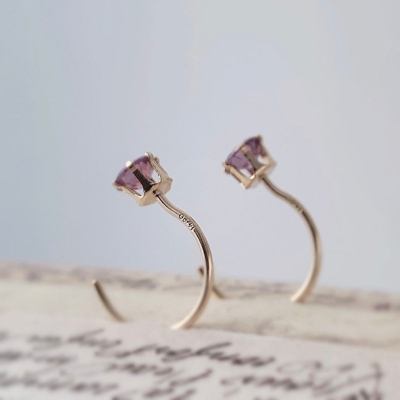 【14Kgf不褪色】梦幻淡紫色 C型耳环 20/14 含金量 不易过敏 - 耳环/耳夹 - 其他金属 金色