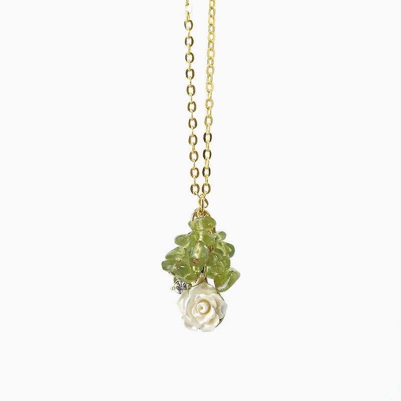 草木绿潘通年度色彩 橄榄石项链 // Zesty Pantone - 项链 - 半宝石 绿色