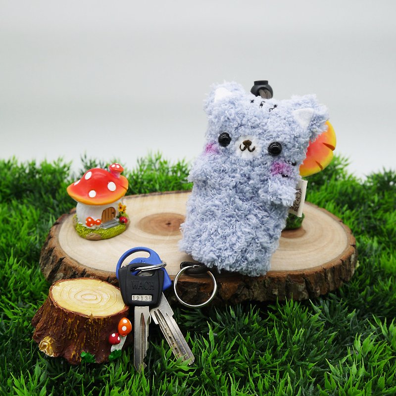 (小灰猫)棉花糖动物钥匙包-MINI钥匙包 - 钥匙链/钥匙包 - 其他材质 