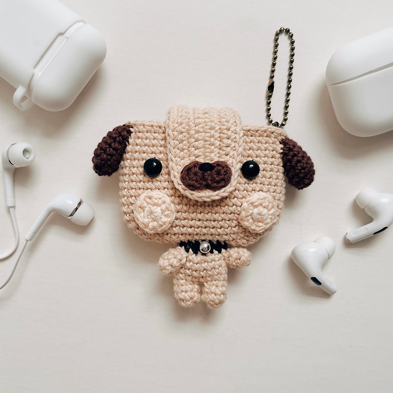 Brown Dog EarPods Pouch for AirPods 1/2/3/Pro, cute airpods 保護套 - 耳机收纳 - 棉．麻 卡其色