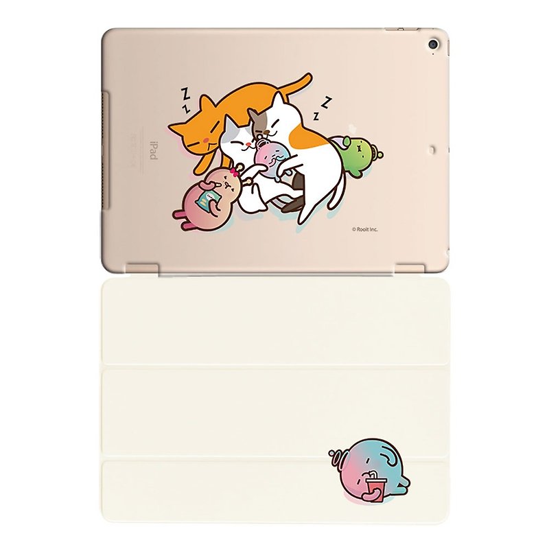 新创系列-没个性星人Roo-iPad水晶壳：【猫猫抱抱】《iPad/iPad Air》水晶壳(透)＋Smart Cover磁杆(白),AB0BB01 - 平板/电脑保护壳 - 塑料 多色