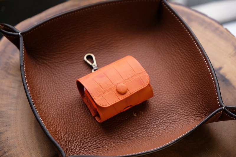 Airpods Pro / Airpods Pro 2 Leather Case - Orange Croco embo - 耳机 - 真皮 橘色