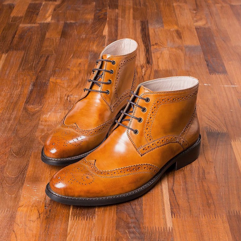 Vanger 绅士风范全翼纹德比短靴 Va242褐 - 男款休闲鞋 - 真皮 咖啡色