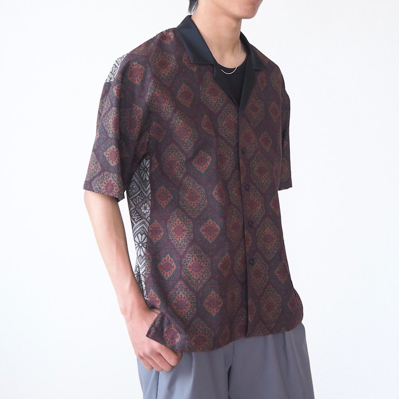 【日本制造】UMUI BLACK LABEL 和服升级再造衬衫男式 L、独一无 - 男装衬衫 - 丝．绢 