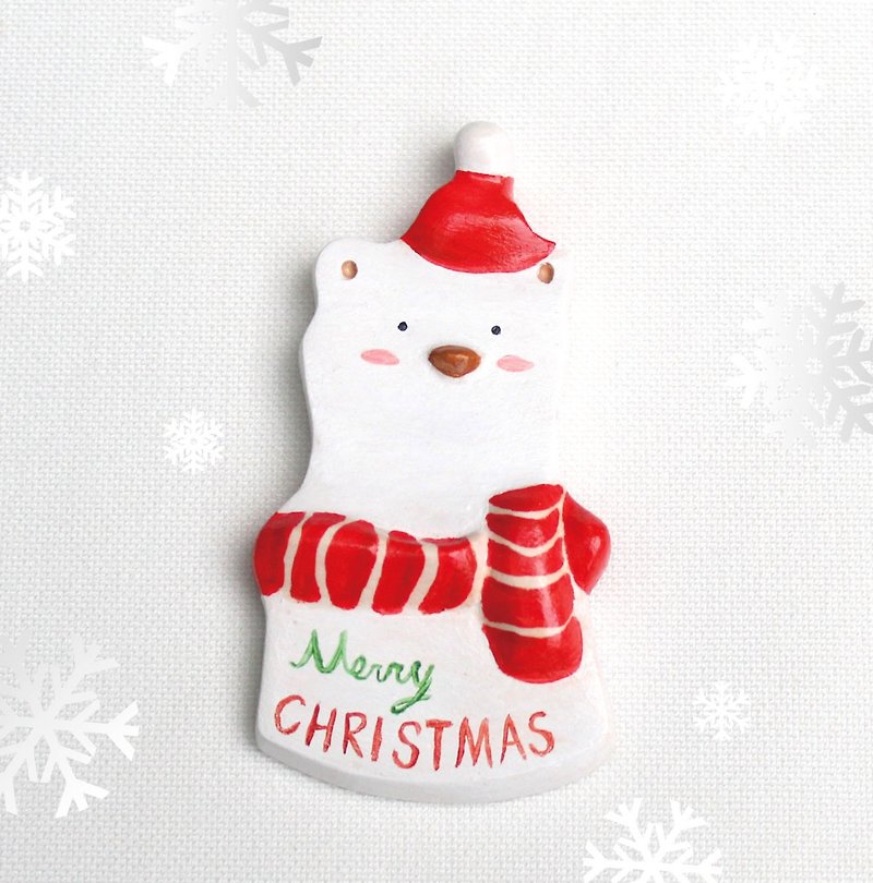 北极熊 圣诞老公公 胸针 / 圣诞礼物/圣诞节 - 胸针 - 粘土 白色