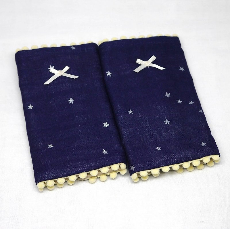 Japanese Handmade 8-layer-gauze droop sucking pads - 围嘴/口水巾 - 棉．麻 蓝色