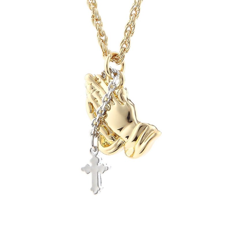 十字祈祷手项链 Praying Hands Necklace - 项链 - 其他金属 金色
