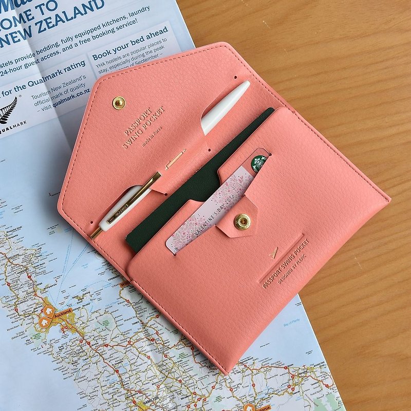 启程吧皮革护照包-珊瑚粉,PPC94973 - 护照夹/护照套 - 人造皮革 粉红色