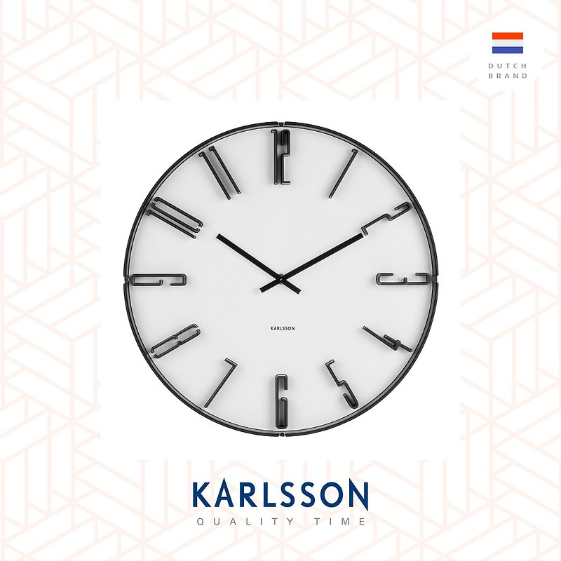 荷兰Karlsson, Wall clock 40cm Sentient white - 时钟/闹钟 - 塑料 白色