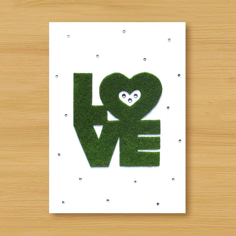 手工小草皮卡片 _ LOVE ... 情人卡、母亲卡、父亲卡、婚礼贺卡 - 卡片/明信片 - 纸 绿色