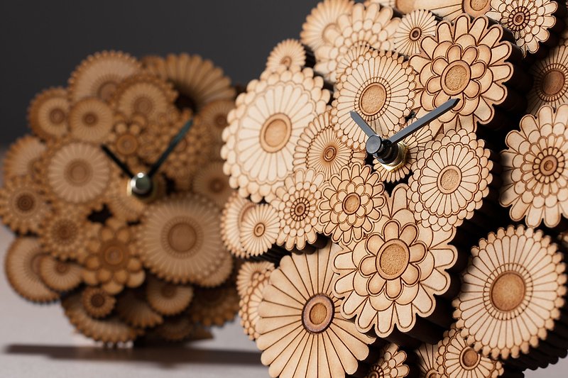 花时间木时钟(小型) - 时钟/闹钟 - 木头 咖啡色