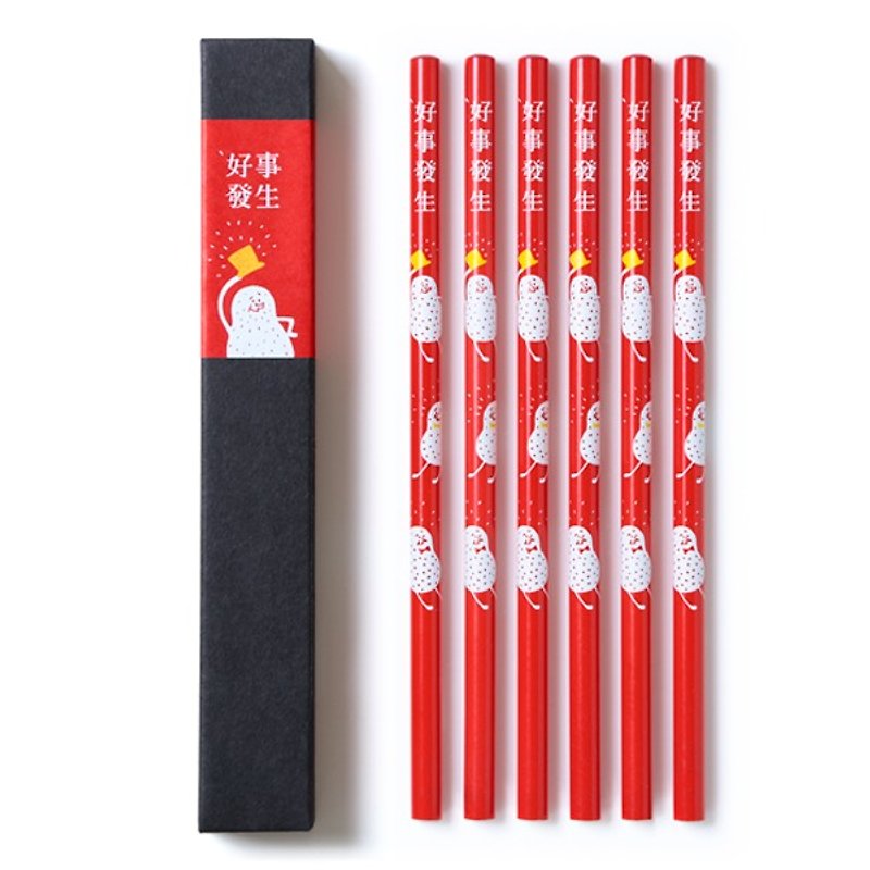 好事花生 / 铅笔 / 六支组 - 铅笔/自动铅笔 - 木头 红色