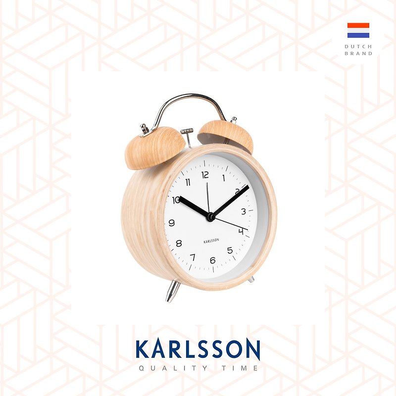 Karlsson, 经典打铃闹钟大Alarm clock Classic Bell wood white - 时钟/闹钟 - 木头 白色